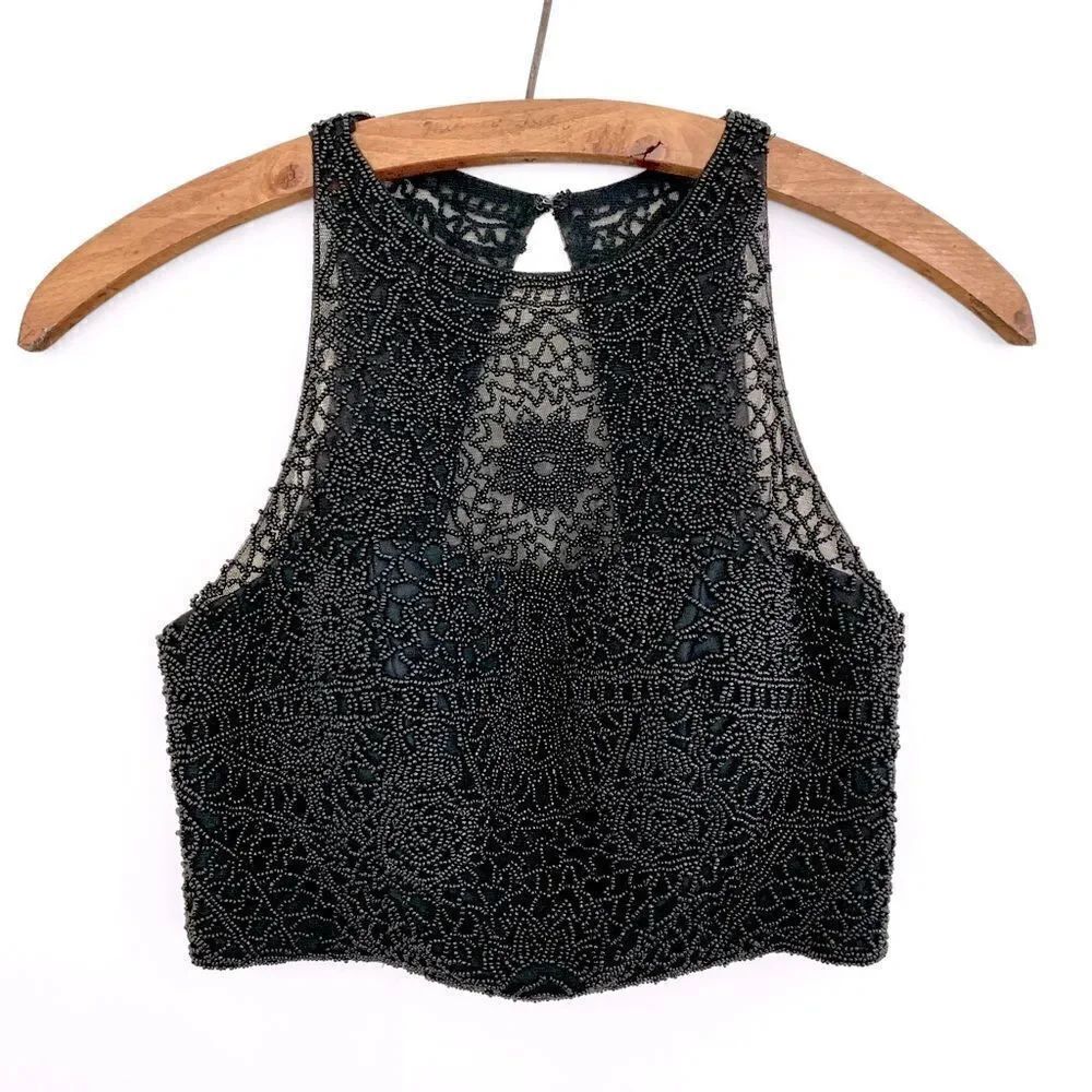 Hand Beaded 90’s Halter Neck Crop Top
